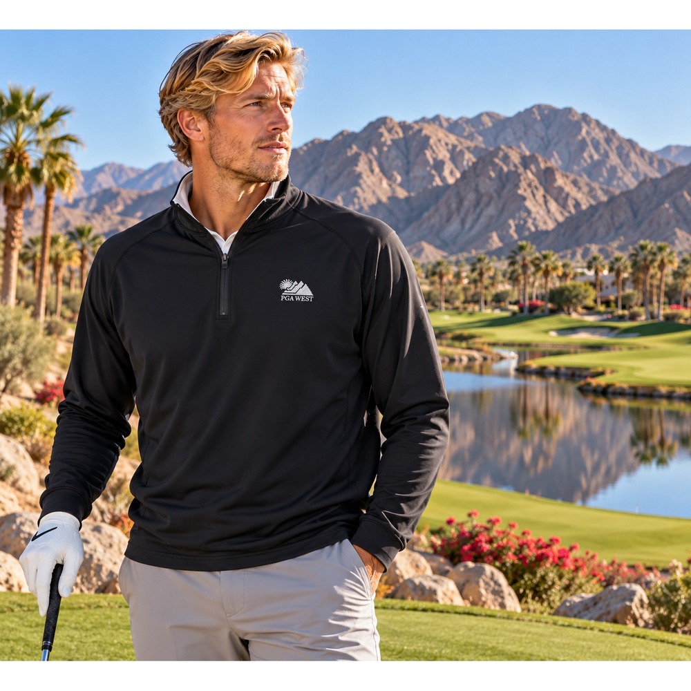 SanSoleil PGA WEST Golf Pullover Mens XXL Black 1/4 Zip UPF 50 Performance